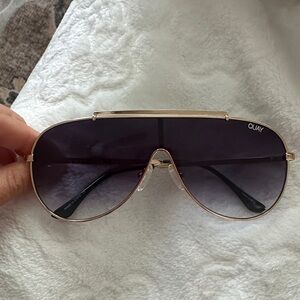 Quay Australia Gold Frame Aviator Sunglasses with Gradient Lenses